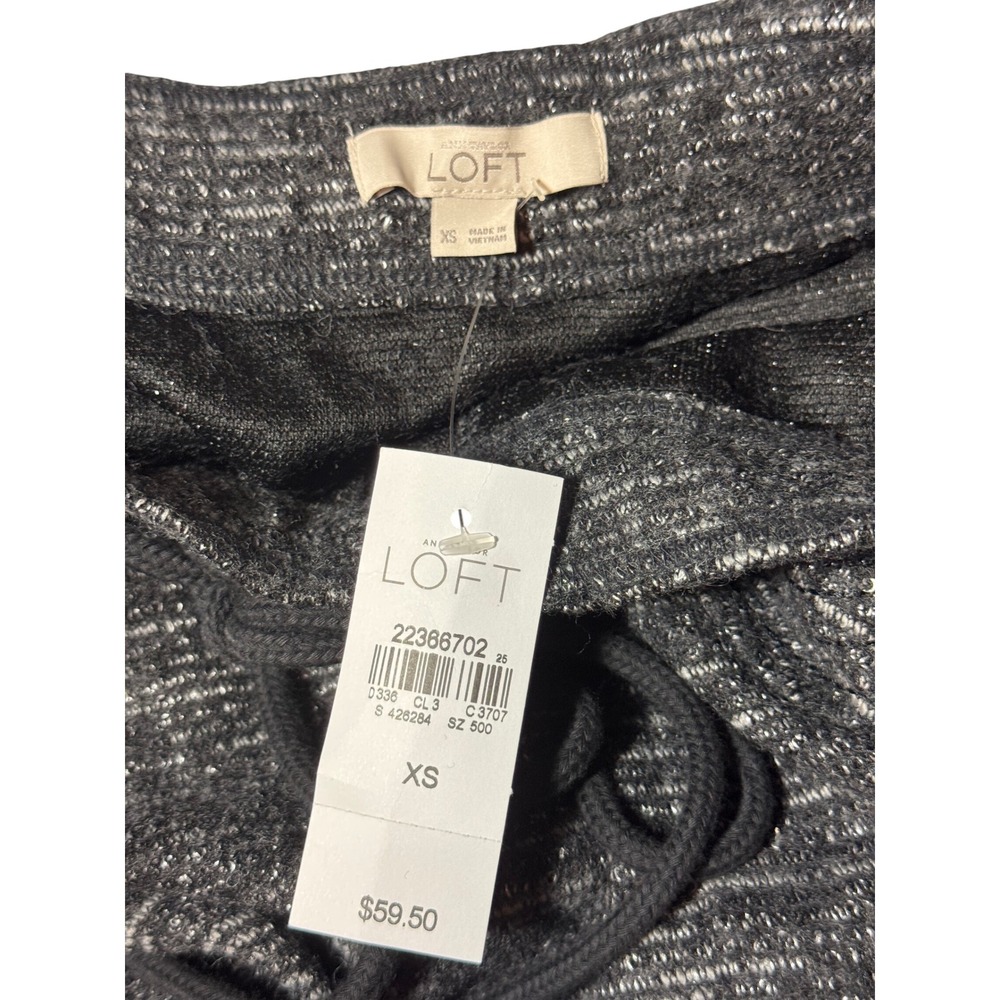 NWT Loft Women's XS Marled Knit Skirt Black White Drawstring Pockets 22366702 - Picture 3 of 7